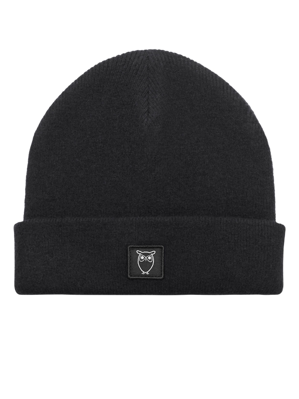 Double layer wool beanie - black jet